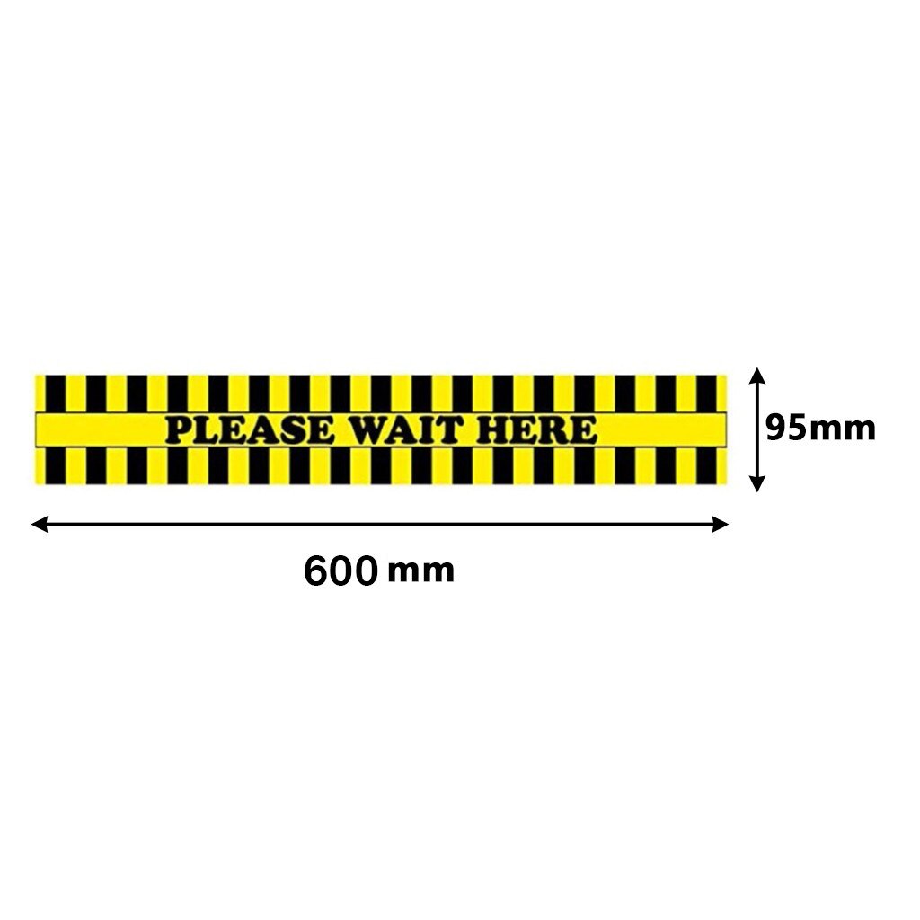 PLEASE WAIT HERE Please Sign 600mm x 95mm Notice Sticker