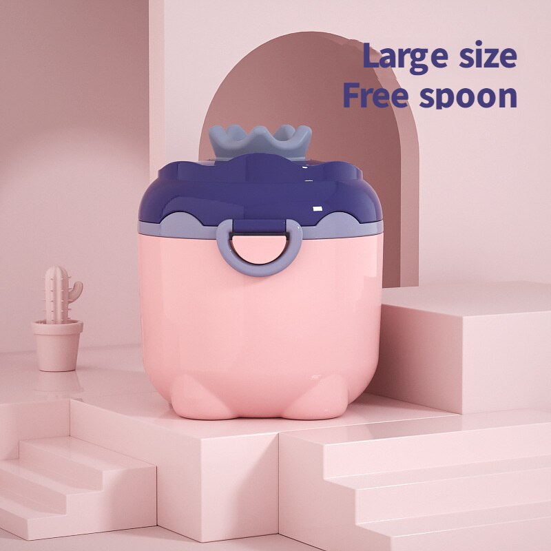 Milk Powder Box Baby Milk Powder Portable Cute Pig Food Storage Box Essential Cereal Infant Toddle Snacks Container No Bpa: L purple crown