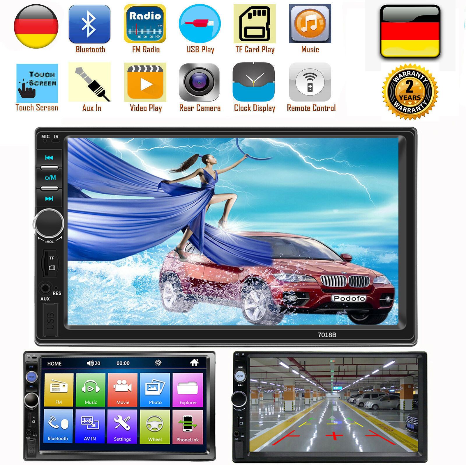 Bil  mp5- afspiller usb fm-sender u disk lcd-skærm bilsæt opladeradapter med fjernbetjening ratkontroller