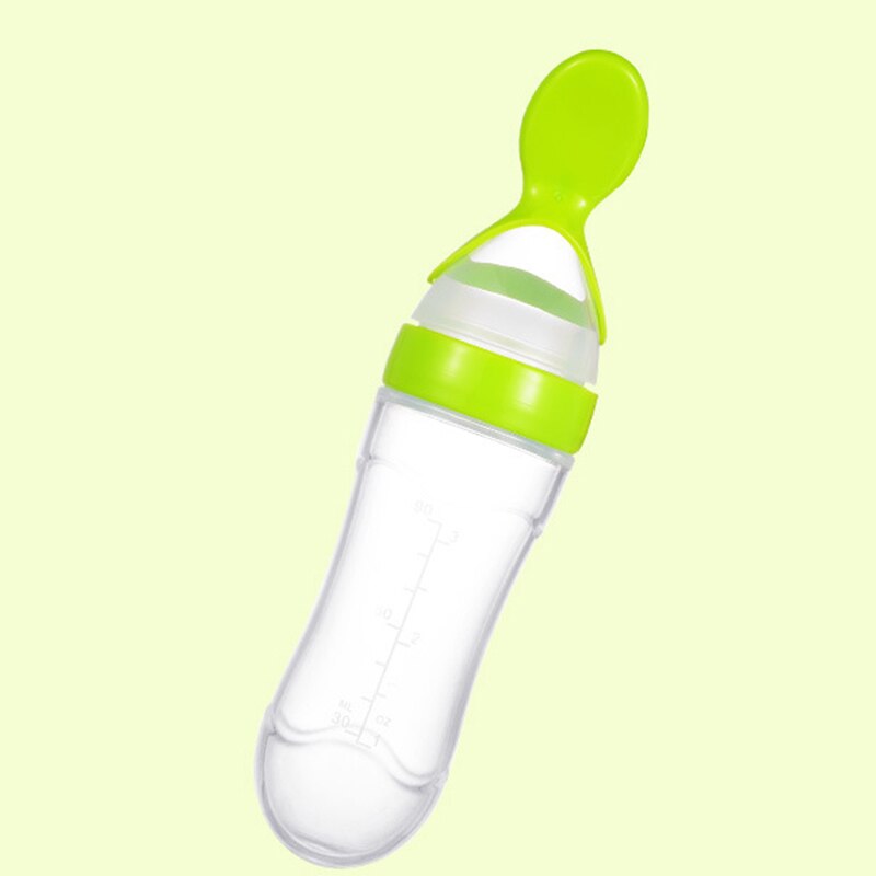Kinderen Zachte Hoofd Soep Mok Fles Lepel Servies Silicagel Lepel Vork Voeden Bestek Baby Dingen Babyvoeding Mok: Round bottom green
