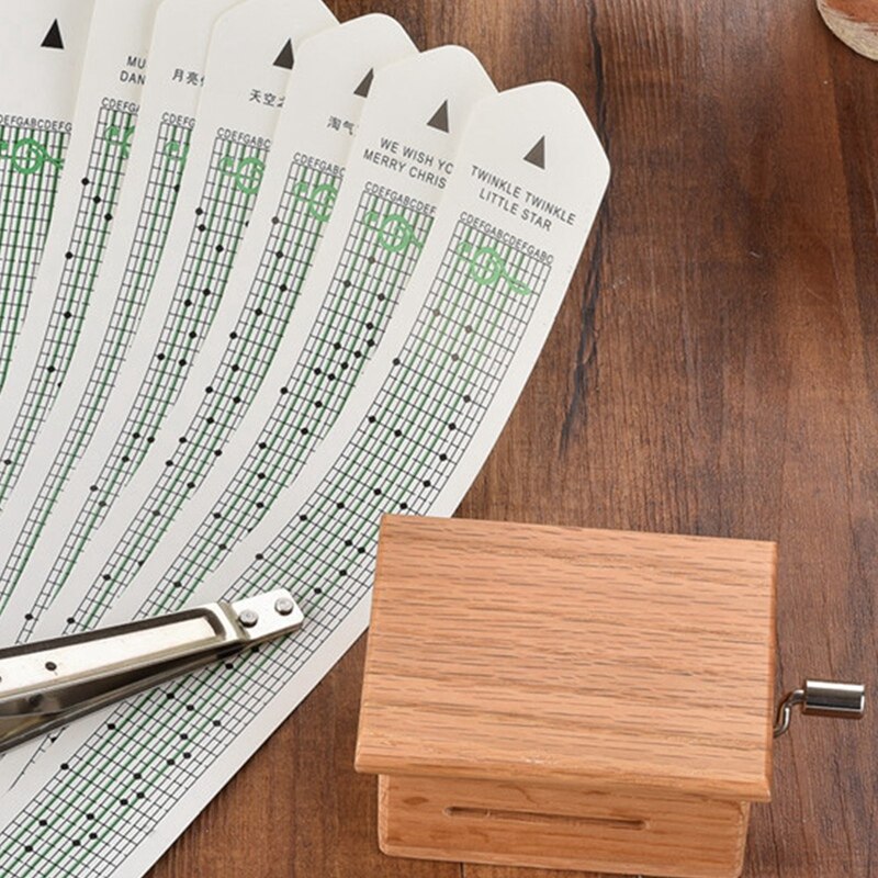 Hand Crank Music Box with Hole Punch and 5 Paper Tape Music Action Box 15 Sound Box Can Be DIY Can Compose A