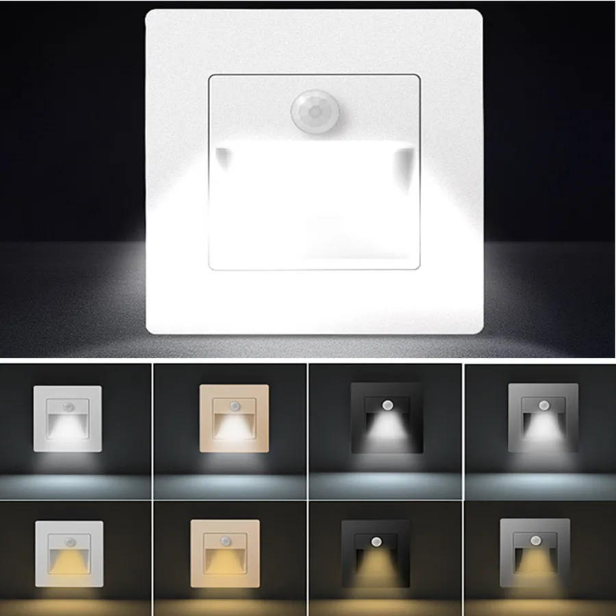 Capteur de mouvement infrarouge veilleuse intérieure extérieure escalier étape applique murale 3W encastré LED étape lumière escalier chambre décoration