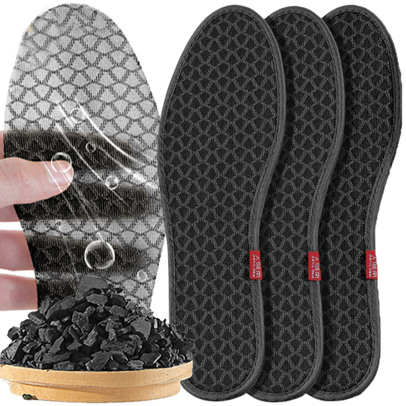 Semelles intérieures dépistolet antes pour les pieds, insert en charbon de bambou, maille légère, coussin de chaussure respirant, insert d'aspiration de transpiration
