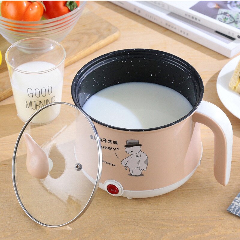 220V Mini Multifunction Electric Cooking Machine Single/Double Layer Available Pot Multi Electric Rice Cooker Non-stick CF43: single layer  khaki / EU