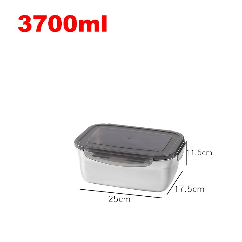 0.39- 3.7L Kids School Bento Box Rvs Afdichting Lekvrij Picknick Voedsel Container Metalen Draagbare Reizen Lunchbox Dining: 3700ml- Rectangle