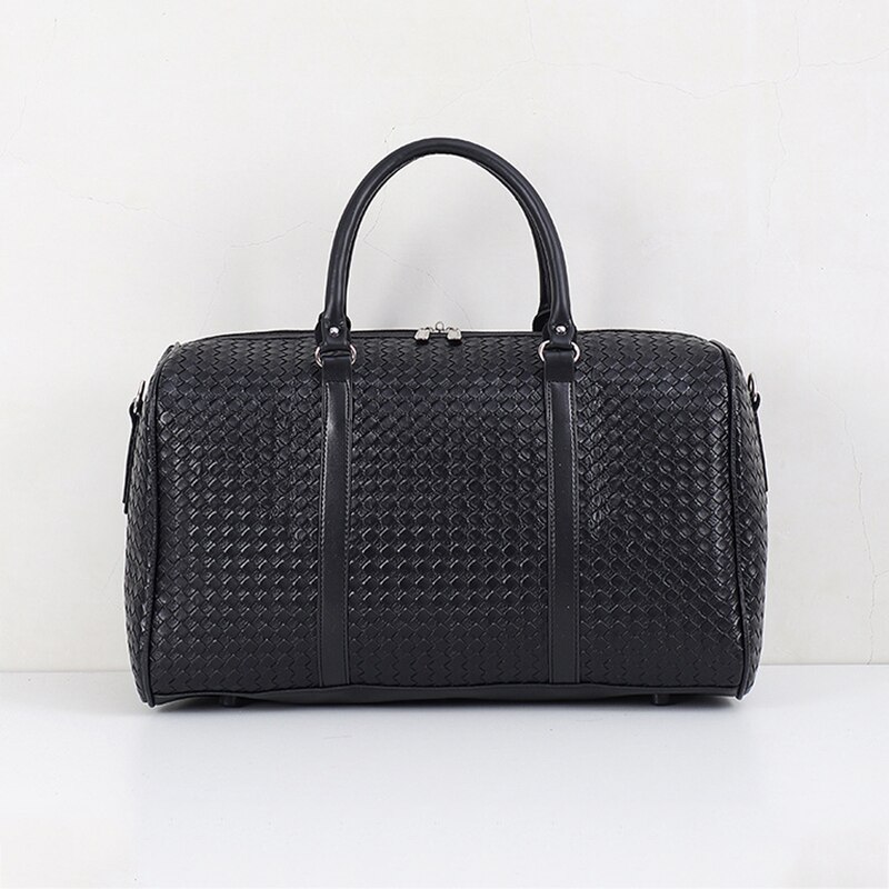 Multifunctionele Waterdichte Schouder Voor Mannen Tote Bagage Plunjezakken Grote Capaciteit Pu Lederen Reistas: Black  (Small)