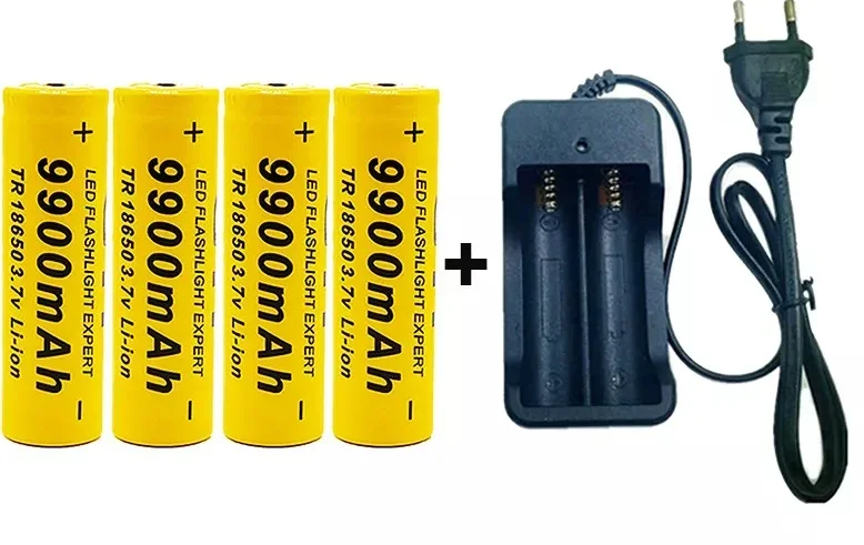 18650 Akku Akku 3,7 V 9900mAh Li-Ionen-Akku für Taschenlampen-Ladegerät: Beige