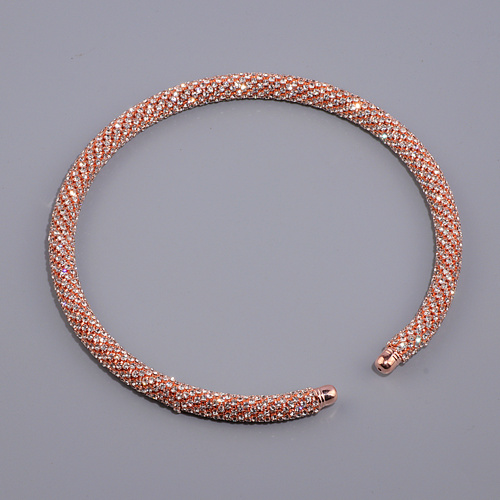 Disign Luxe Maxi Crystal Kraag Ketting Goud/Zilver Plated Rhinestone Draaimomenten Choker Kettingen Voor Vrouwen Bruiloft Sieraden: Rose Gold Collar