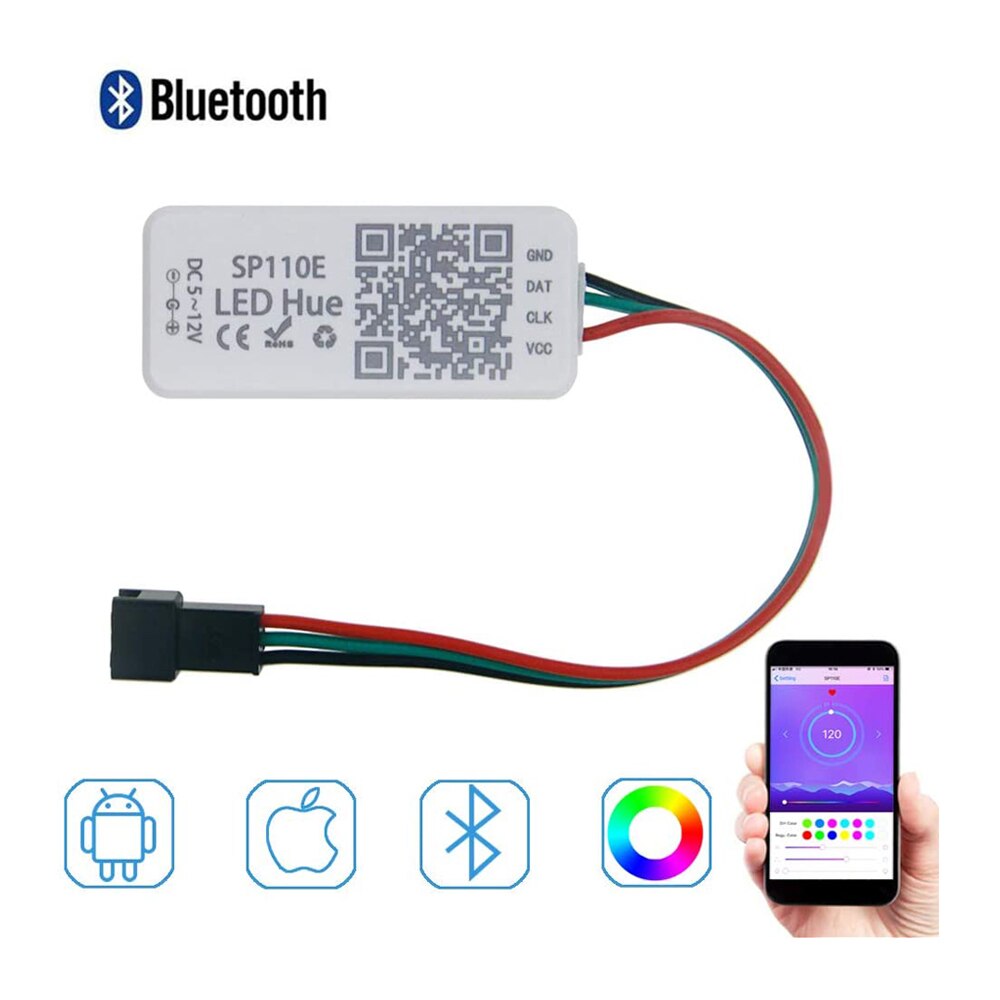 Ws2812b Controller Controlador Rgb Led Strip 12v5v Bluetooth Sp107e Sp110e Muziek Rf Pixel Colorido Com Controle Mini Adresseerbare