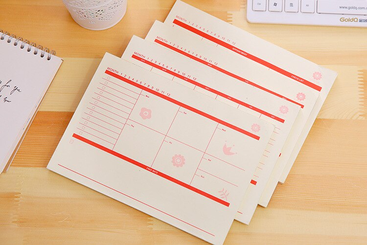 Flower Printed Work And Study Planner Notebook , Daily Weekly Monthly Planner Book