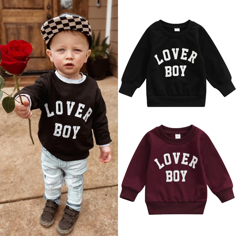 0-36m Baby Boys Spring Fall Sweatshirt Tops Toddlers Leisure Style Letter Printing Long Sleeve Sports Sweatshirts For Boys