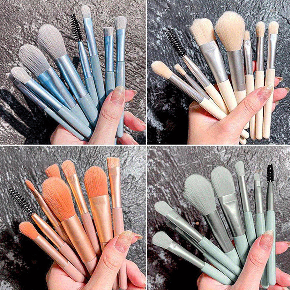 Juego de 8 Uds de brochas de maquillaje, brocha correctora de maquillaje, colorete, brocha para polvos sueltos, sombra de ojos, resaltador, brocha para base, herramientas de belleza