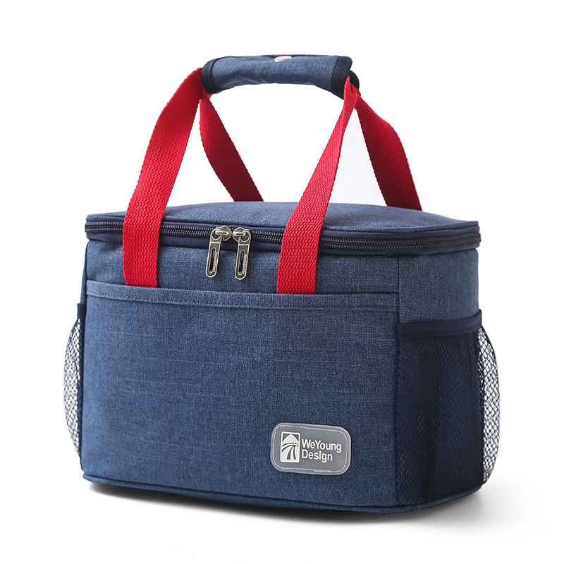 Bolsa de almuerzo para mujer, lonchera aislada, bolsa grande para el almuerzo, soporte para bebidas, organizador de aperitivos térmicos duradero para Picnic, senderismo y playa: Negro