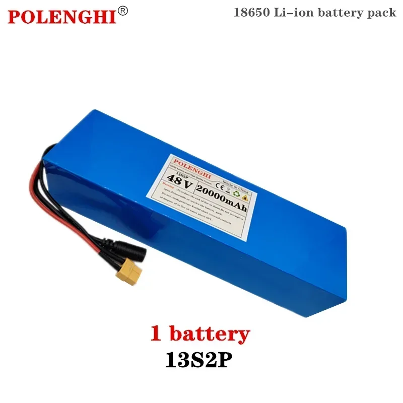 13S2P 48 V 20000 mAh 18650 wiederaufladbarer Li-Ionen-Akku 54,6 V 2 A Ladegerät: WHITE