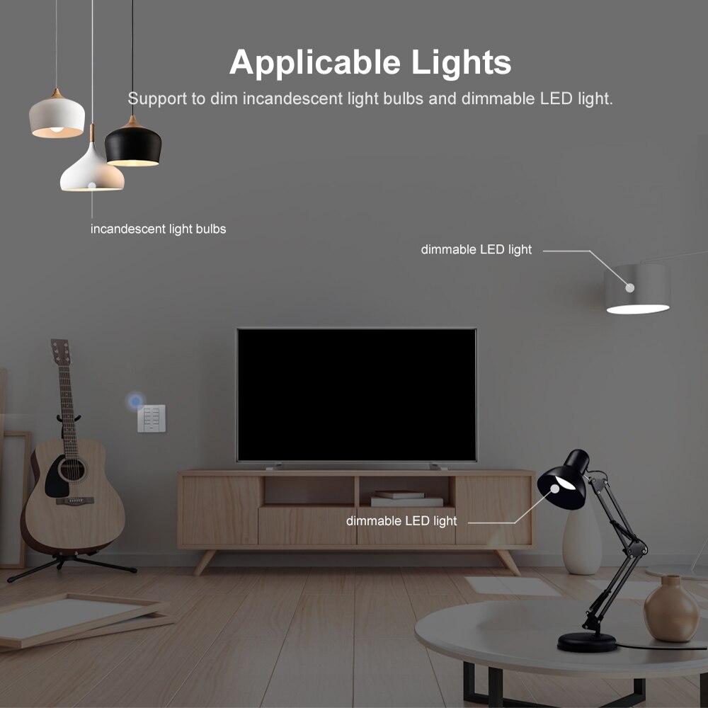 SONOFF-atenuador inteligente D1, interruptor Wifi RM433 RF, Control de voz remoto, ajuste de brillo de luz, funciona a través de la aplicación eWeLink, Alexa y Google Home