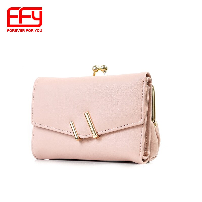 YIZHONG Trifold Small Wallet Women Soft Leather Purses Female Wallets Card Holder Zipper Coin Pocket Ladies Clutch Purse Cartera: pink