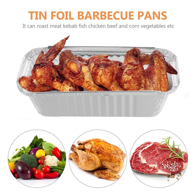 25pcs Disposable BBQ Drip Pan Practical One-off Takeaway Packing Box Foil Pans