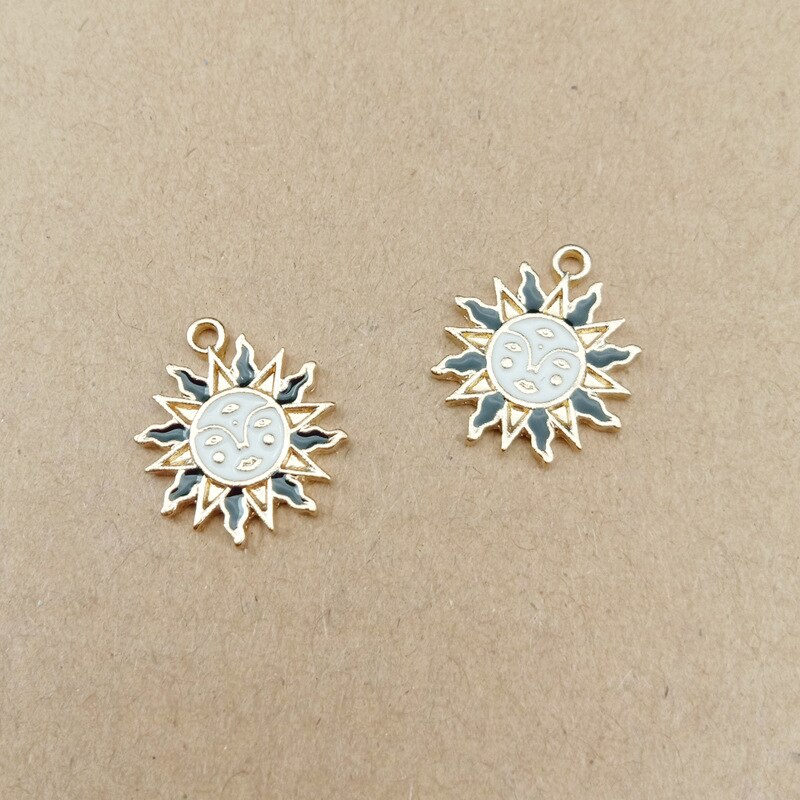 10 stk 14 x 17m gull farge tone sol øredobber charms armbånd kobling funn øredobber øredråper anheng