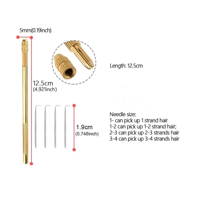 Closure Frontal Making Lace Wig Ventilating Needle With Brass Holder Wig Making Kit 1Pc Holder With 4Pcs Needle(1-1,1-2,2-3,3-4)
