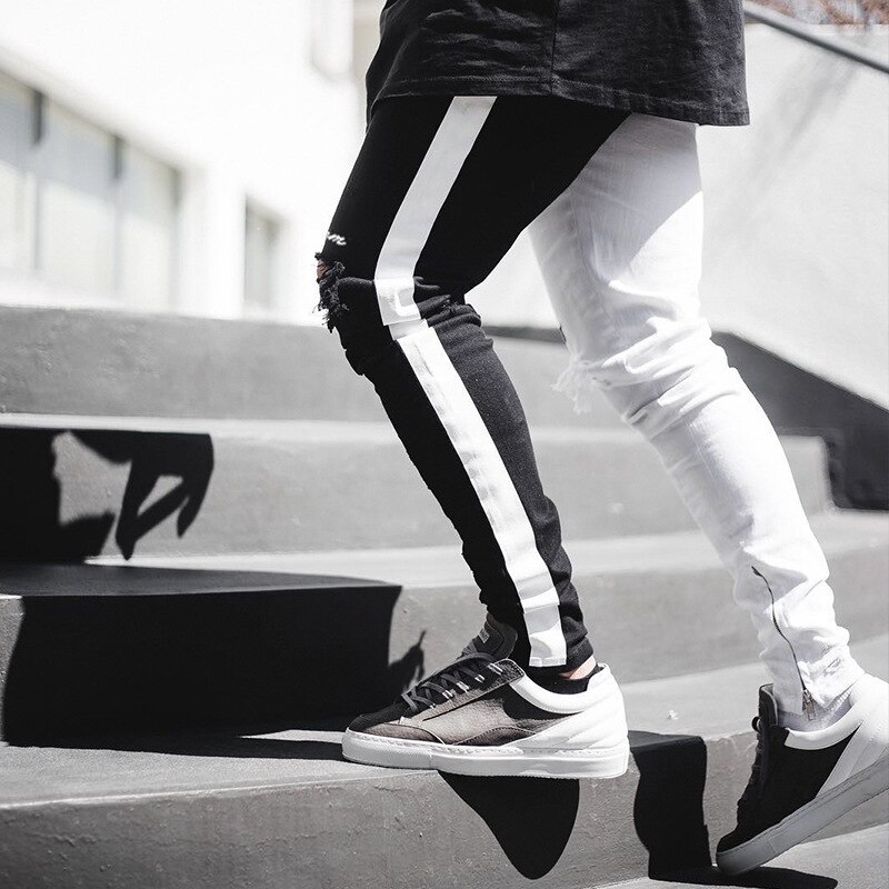 Maoxzon heren briefgat slim broek patchwork trend casual athleisure sportkleding jogger potloodbroek voor jeugdjongens