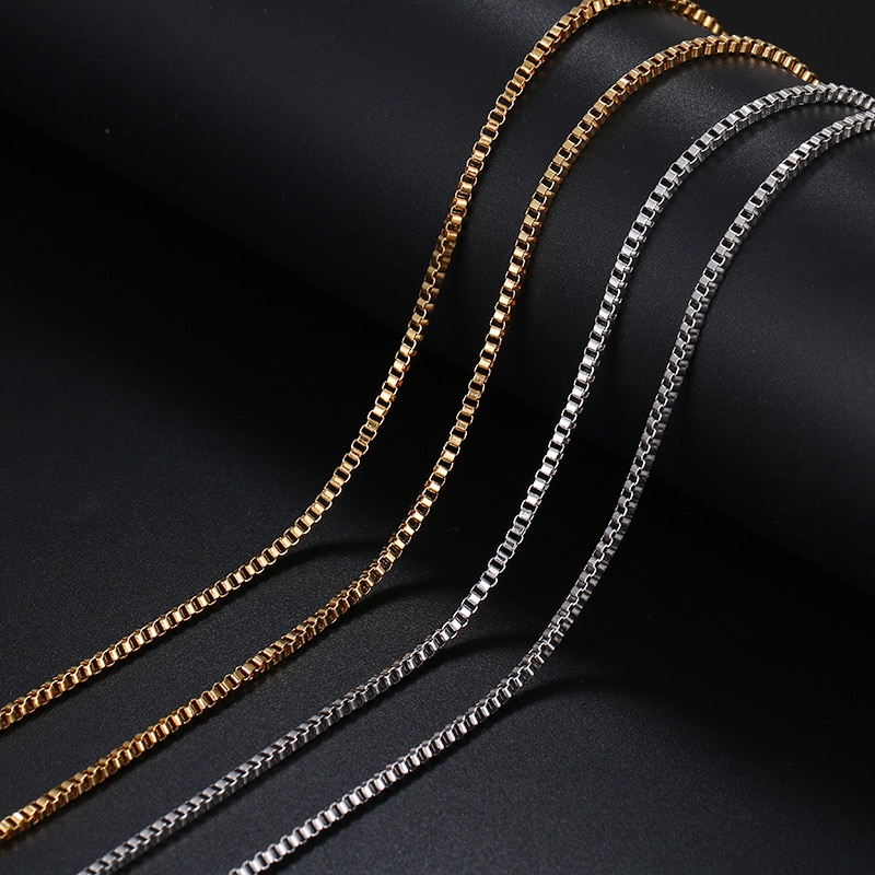 CACANA Stainless Steel Chain Necklaces For Man Women Gold Silver Color For Pendant 0.2cm Square Buckle Donot Fade Jewelry N1890