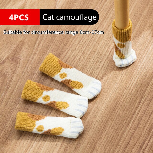 Nette Katze Füße Stuhl Socken Gestrickte Stuhl Beine Futter Socken Boden Protektoren Stumm Möbel Tisch Bein Protektoren Fuß Pads: D 4Stck