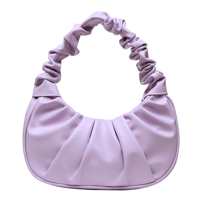 Borse piccole da donna in pelle PU pieghettate moda Mini borse a tracolla ascelle femminili in stile borse estive piccole: Purple