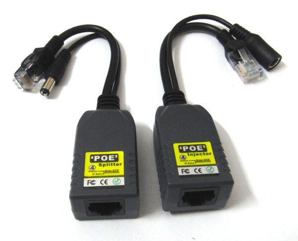 one pair CCTV DC Power RJ45 Converter Video Balun UTP Transceiver POE Splitter