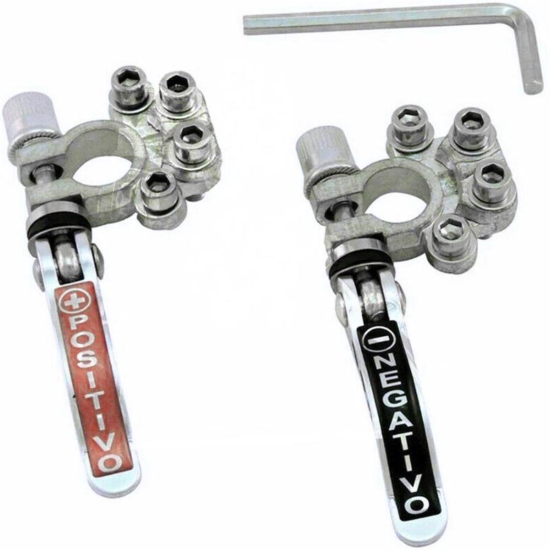 2PCS Pure Copper Auto Battery Terminal Disconnect Switch Toolless Quick Disconnect Battery Post Terminal Shut-Off Connectors