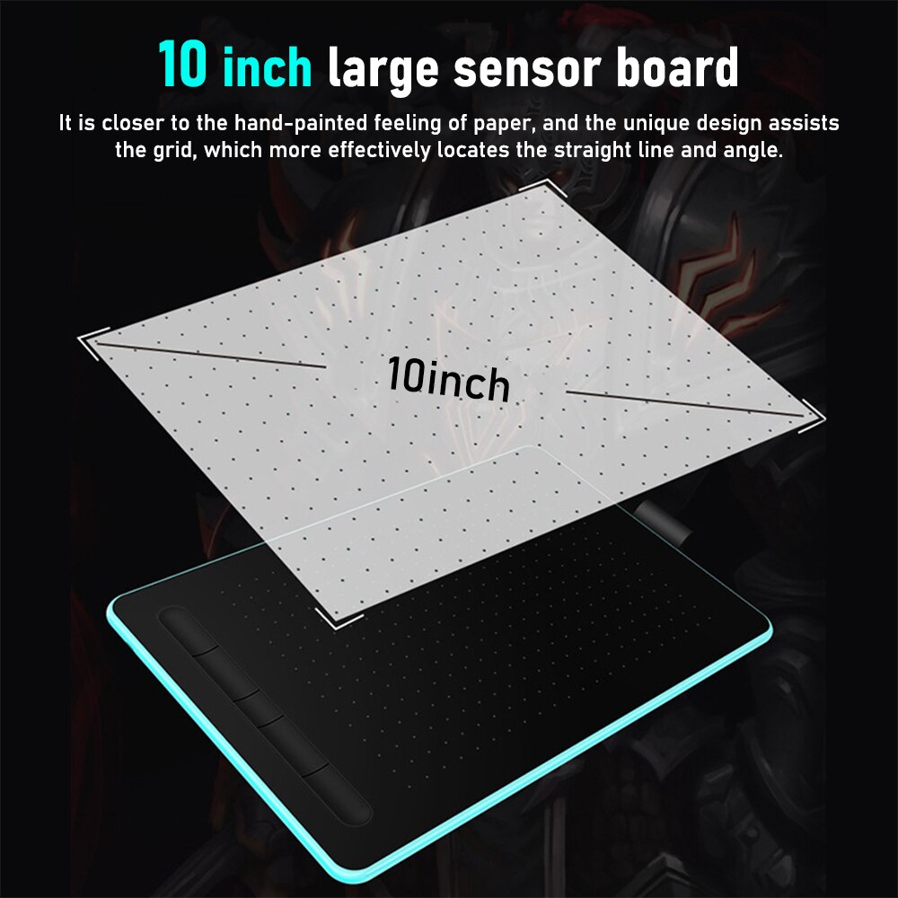 10 inch WP9620 Master Graphic Tablet 8192 Levels Digital Drawing Tablet No need charge Pen Tablet Support Android Phone