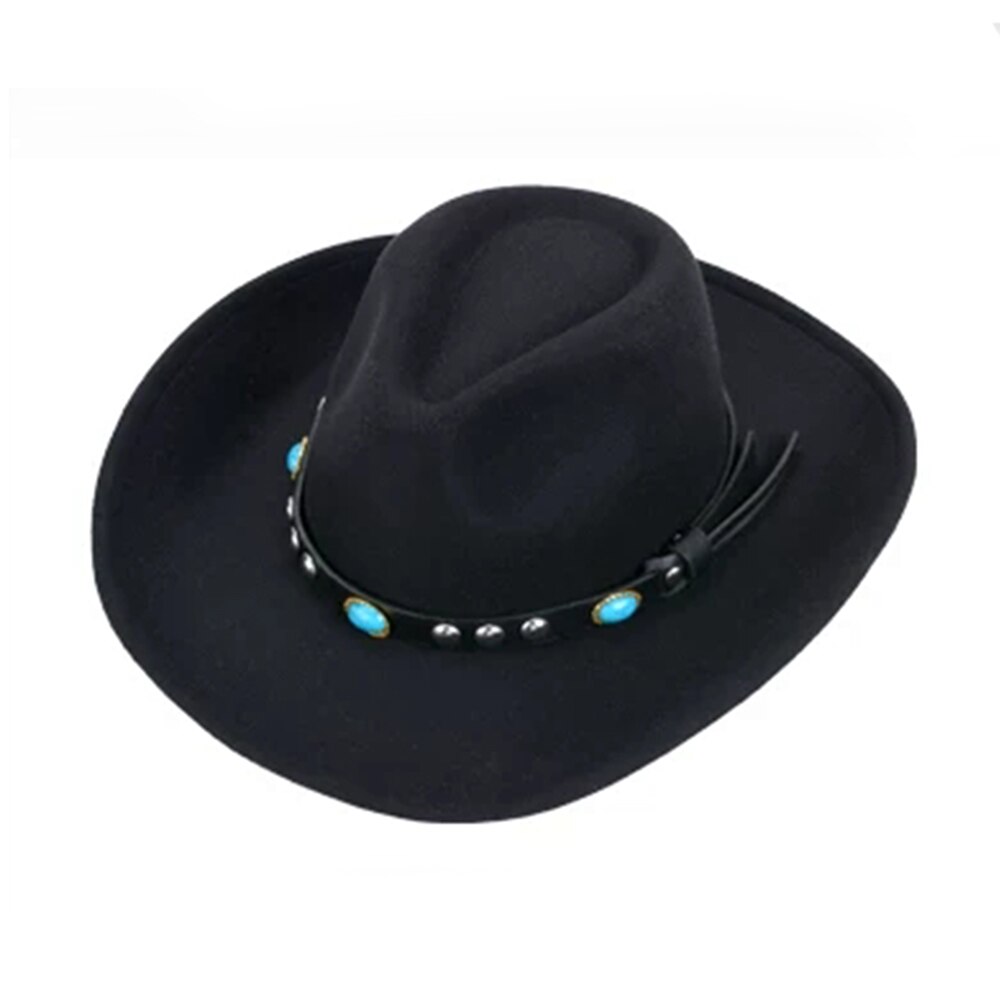 Autumn Winter Jazz Fedora Sunhat Men Women Felt Hats Belt Band Western Cowboy Hat Black Trilby Bowler Hat for Unisex Gorra: 2