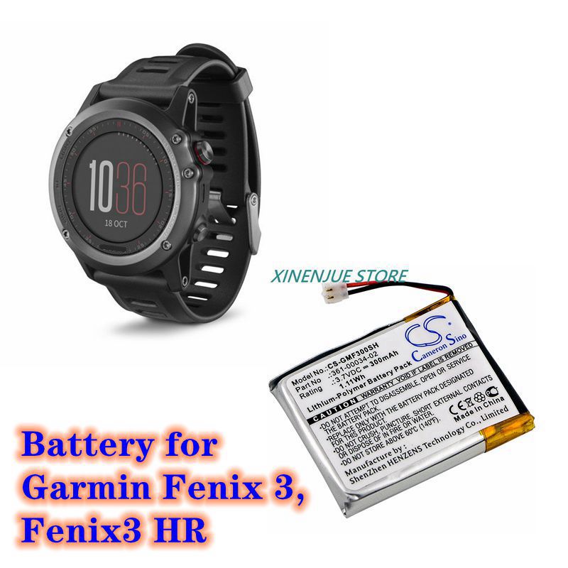 Vhbw Batteria Di Ricambio Per Garmin Fenix 3 / Fenix 3 HR (300mAh, Li-Poly) + Set Completo Di Utensili Per Sostituzione