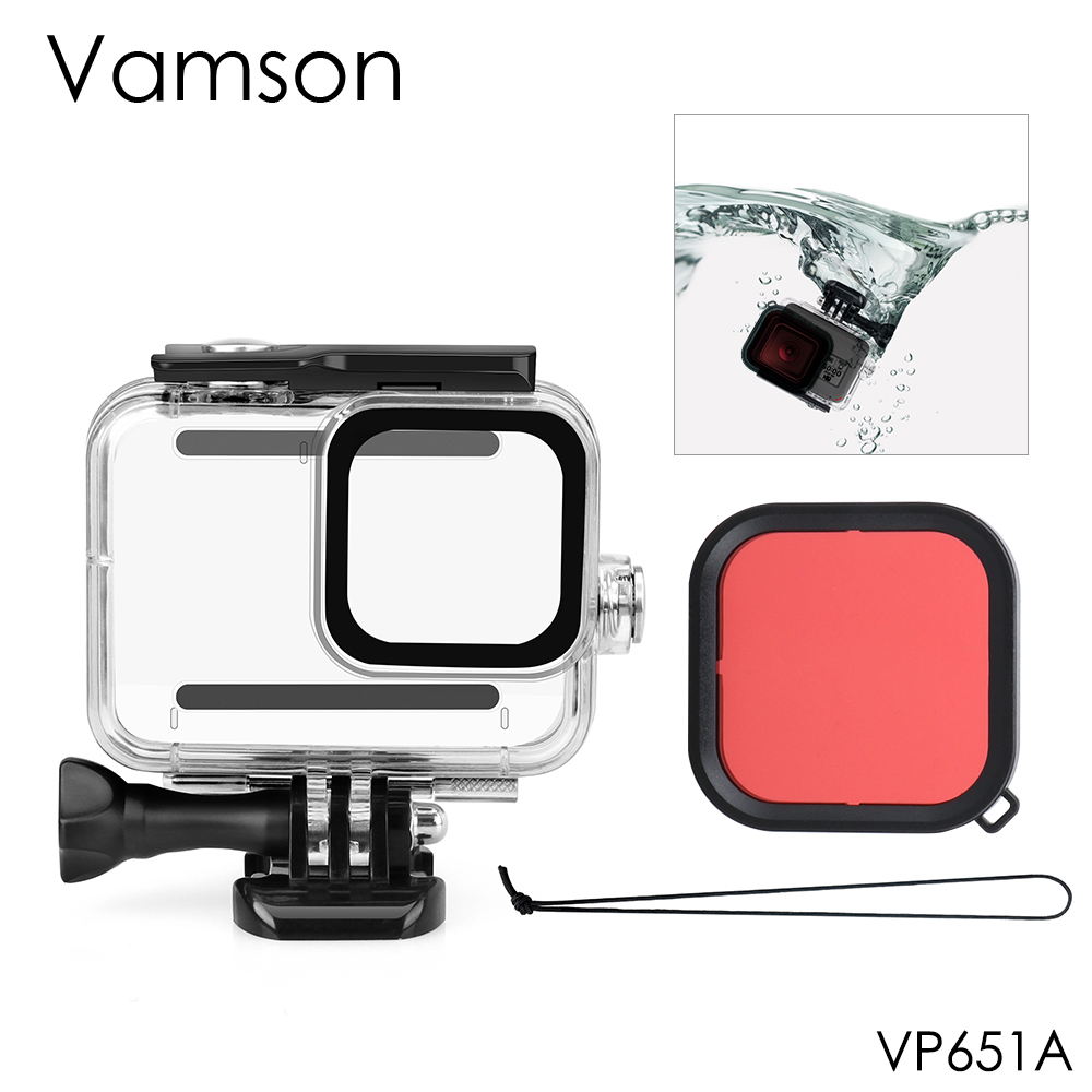 Vamson – coque étanche sous-marine noire pour GoPro Hero 8, 45m, étui de protection de plongée, support pour Go Pro 8, accessoire VP651: VP651A