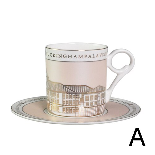 Europese Bone China Koffie Set Thee Kop En Schotel Set Retro Koffiekopje Porselein Koffie Reizen Cup Drinkware J: A