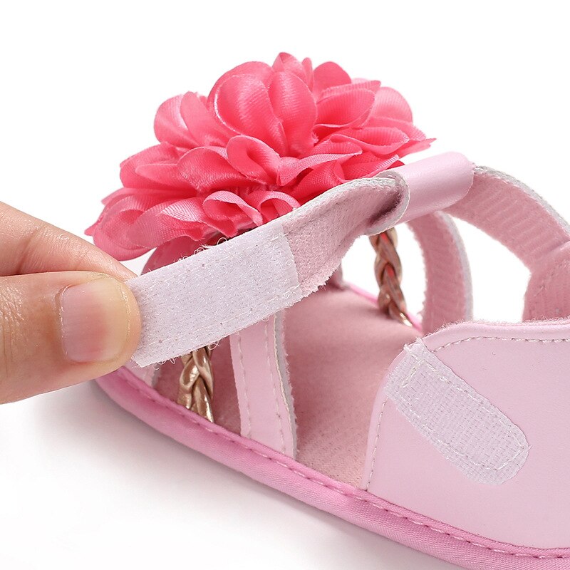 Baby Shoes Summer Girl Boy Sandals Toddler White Flower PU Anti-slip Infant Newborn Star Walking Shoes First Walker Baby