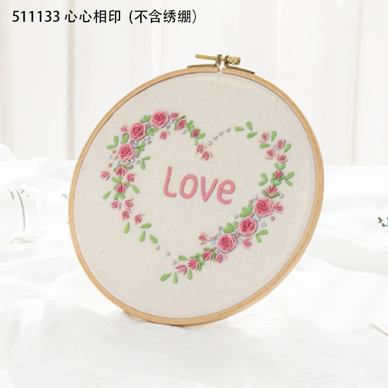 3D DIY Embroidery Materials Package Plant Heart Handcraft Embroidery Kits For Beginners Embroidery Frame bordado Sewing Set: 511133