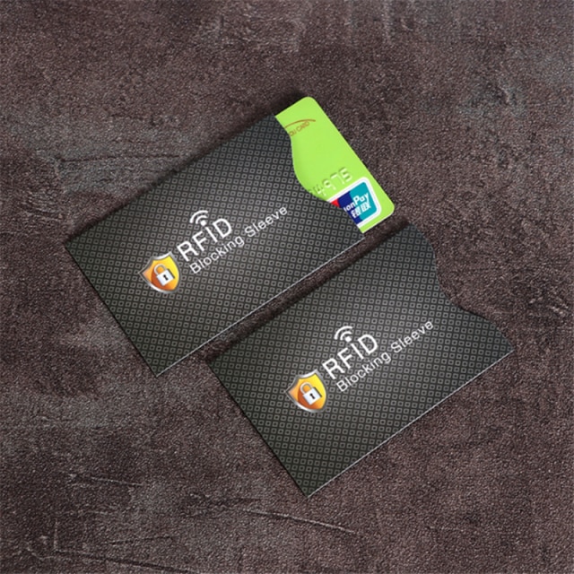 Protection antivol RFID pour cartes de crédit, Protection contre le blocage des manches du porte-cartes, étui en peau, étui pour cartes bancaires, 5 pièces: F