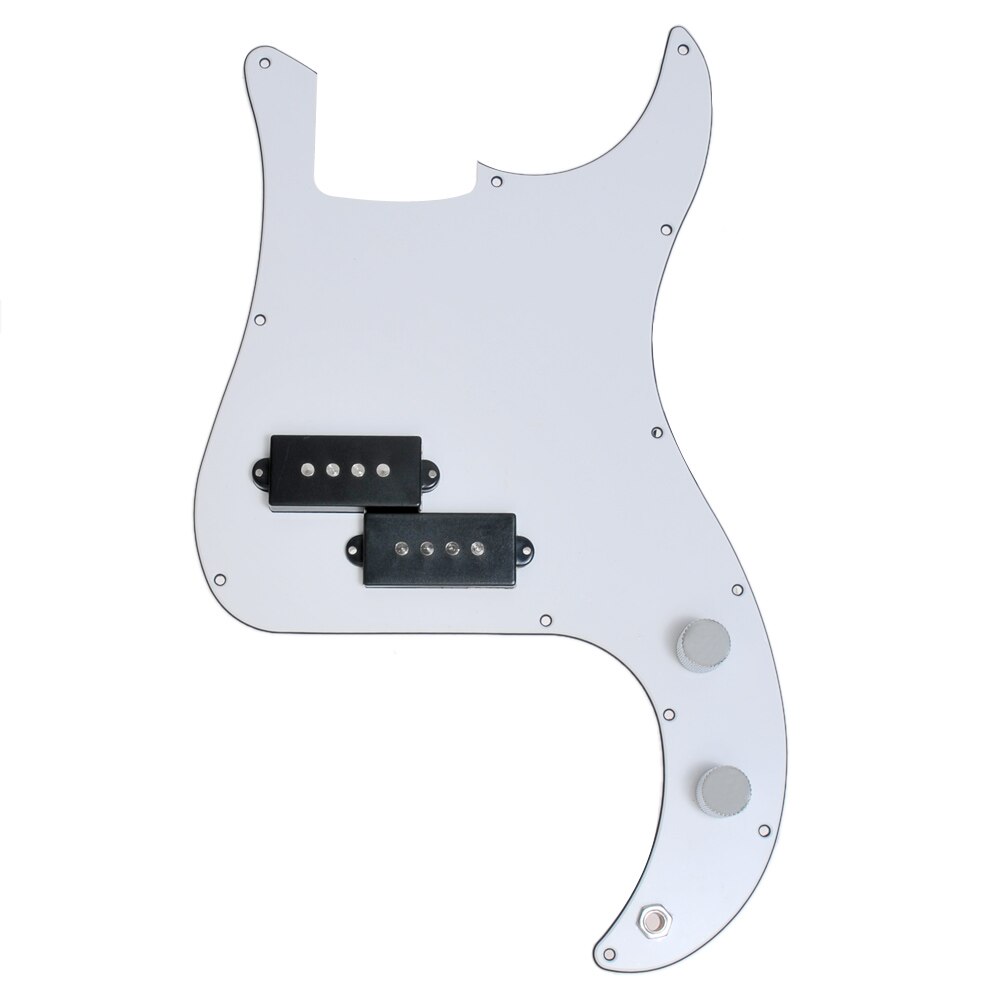 Bass Loaded Pickguard Prewired For PB Precision Bass P-Bass w/ 2 Pickups 1 Jack 2 Potentiometer Guitar Parts Replacement 3 Ply: White-Black Pickup