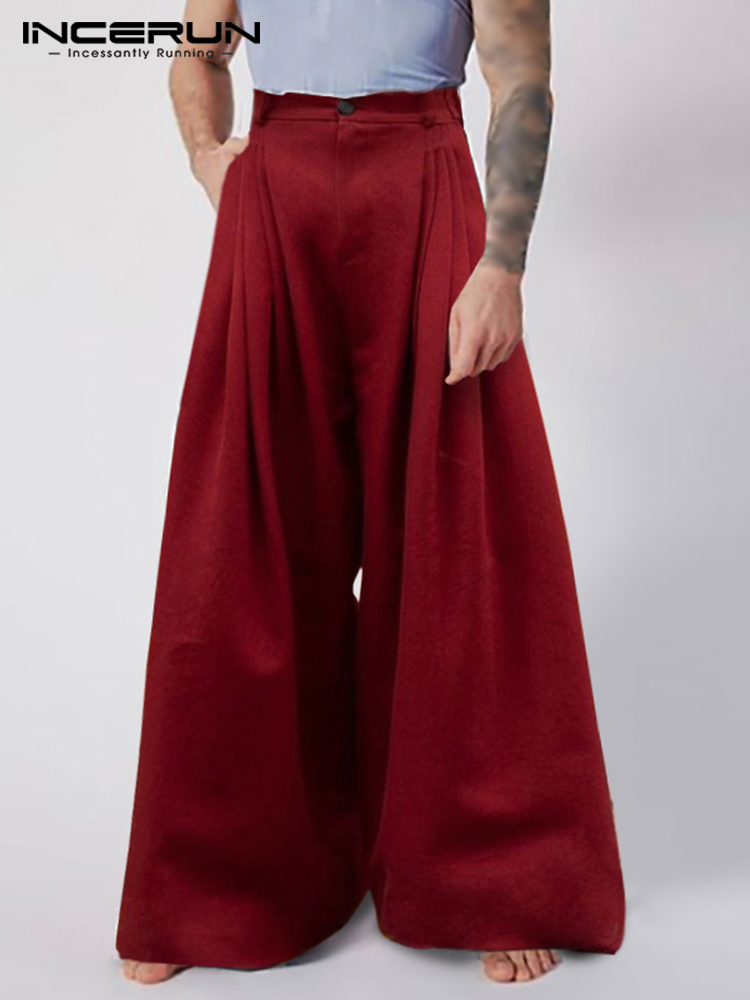 INCERUN 2021 nuovi uomini moda casuale Pantalons solido tutto-fiammifero semplice maschio gonfio pantaloni a vita alta goccia cavallo pantaloni lunghi S-5XL