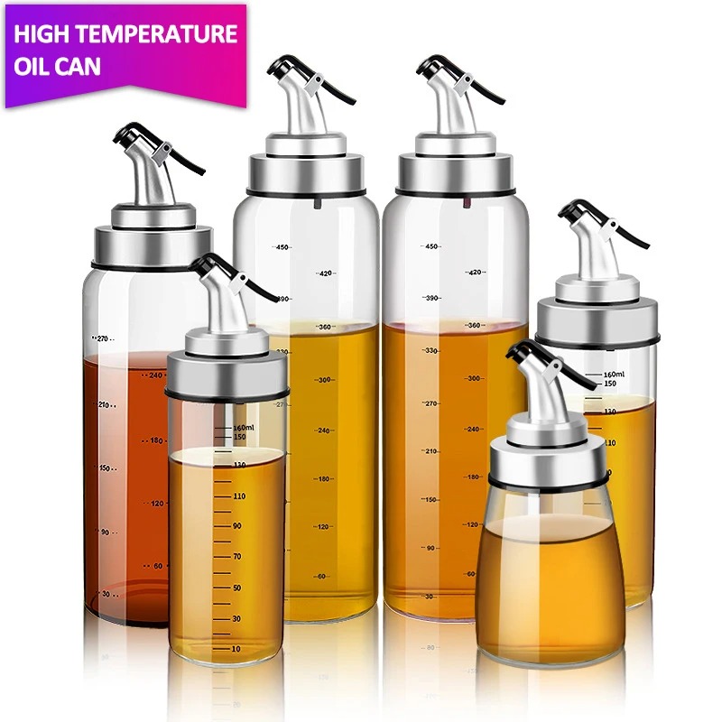 Botella de aceite de condimentos para cocina, botella de salsa, botellas de almacenamiento de vidrio para aceite y vinagre, dispensador de aceite para cocina, 180/300/500ml