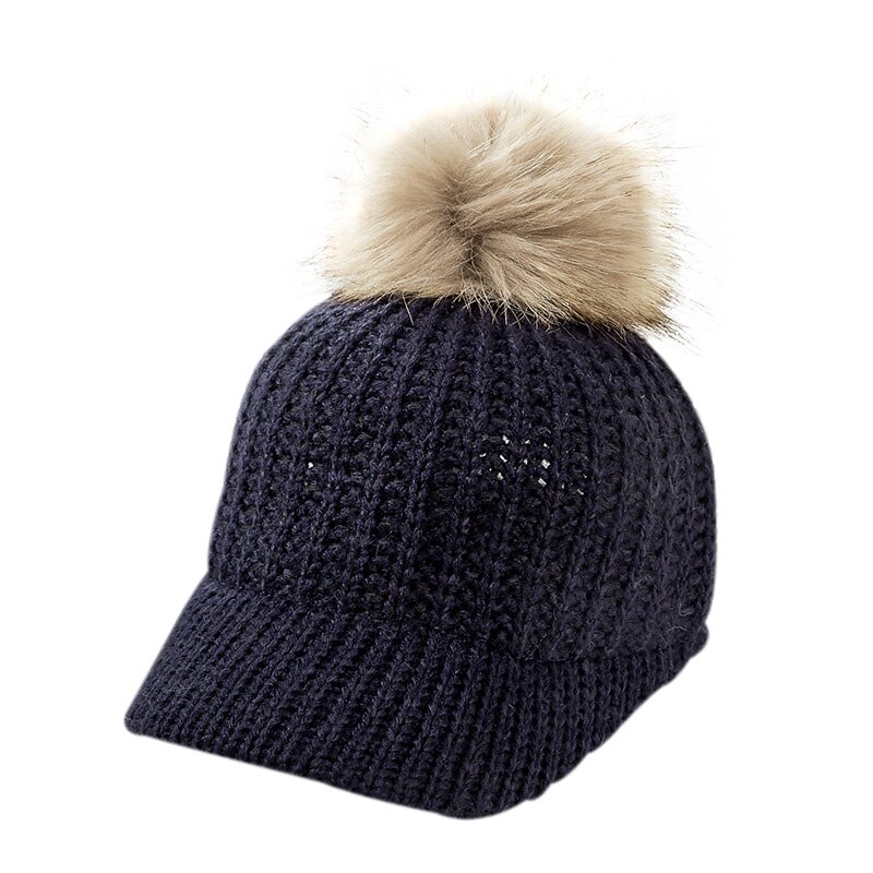 Stickad babymössa pompom vinterkeps för barn justerbar solid baby vintermössa tillbehör barnmössa för 2-5 år 1pc