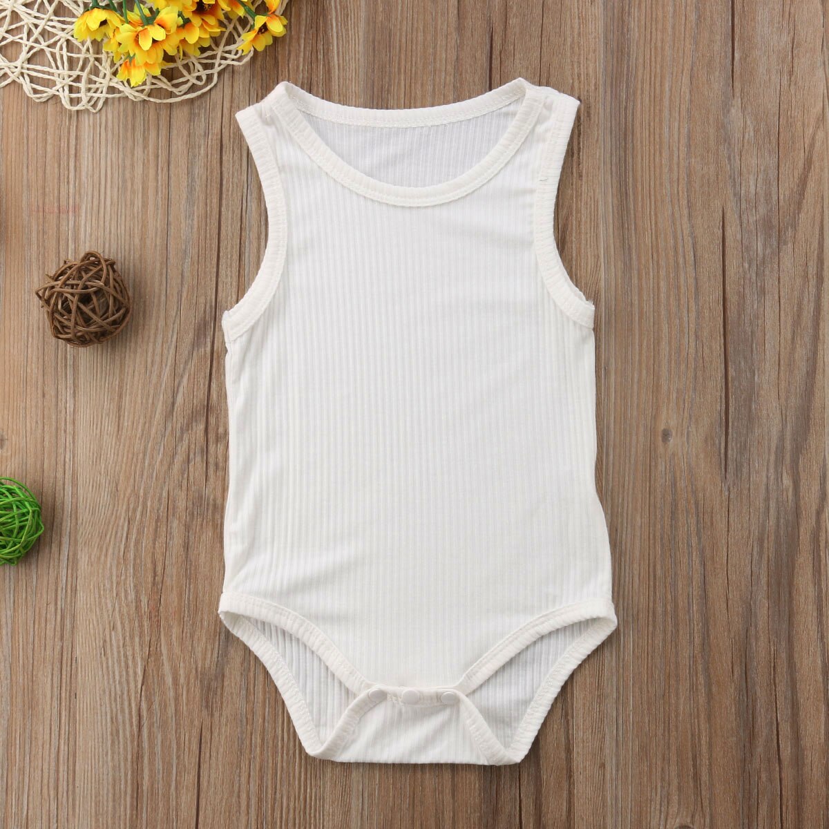 Baby Jongen Meisje romper katoen mouwloze gestreepte Zomer Romper Katoenen Kleding Outfits 0-24 m: WHITE / 12m