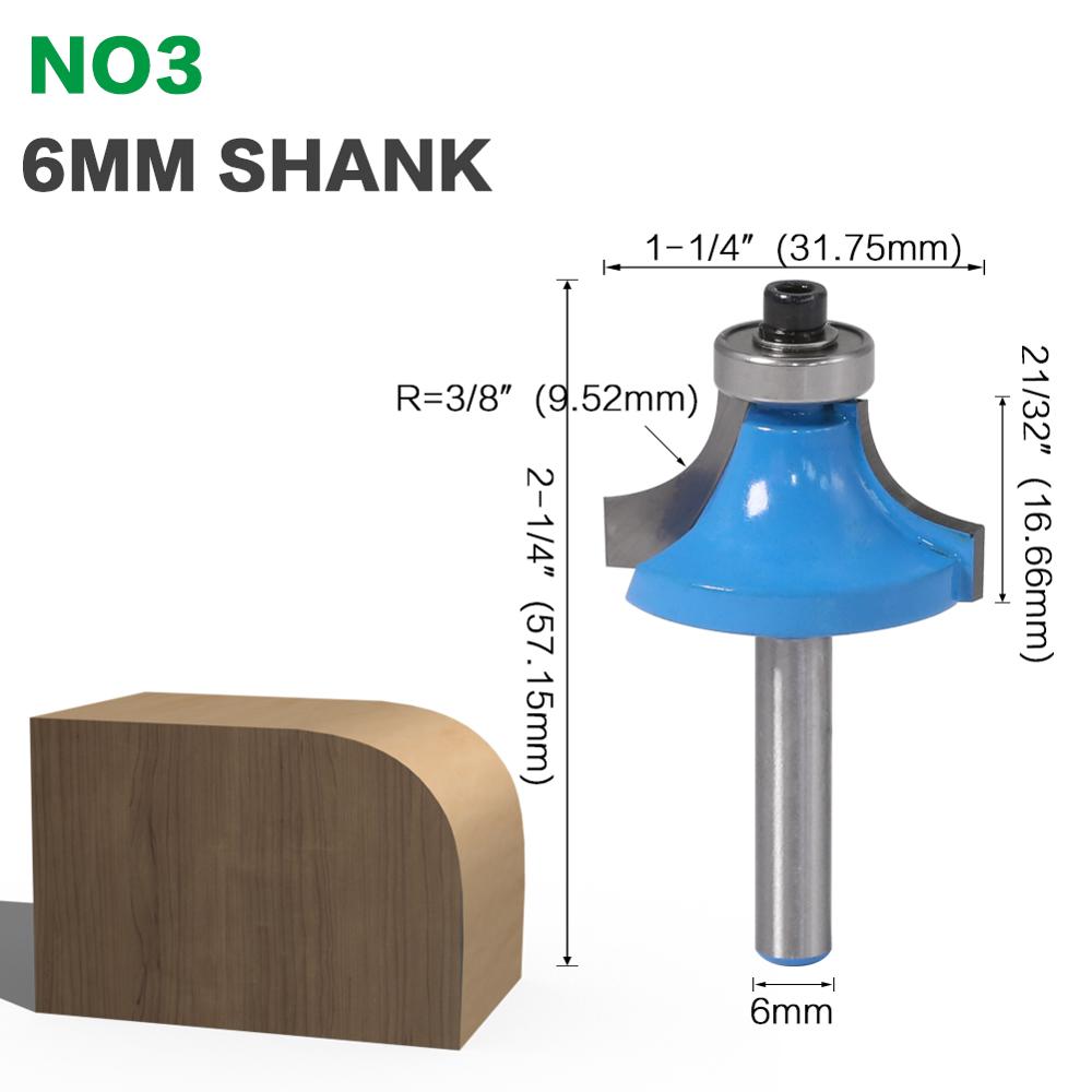 1pcs 6mm shank 1/4" shank R1/2" Corner Round Over Router Bit with BearingMilling Cutter for Wood Woodwork Tungsten Carbide