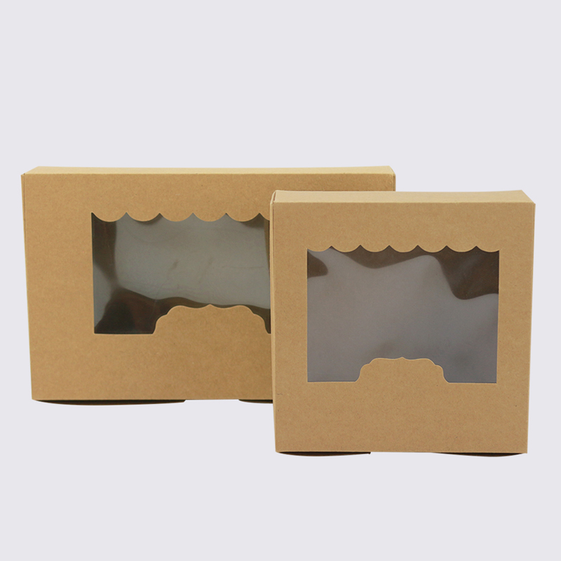 10pcs With Clear Window Kraft Paper Packaging Box Cake Box For Egg Tart Cupcake Wedding Home Party Supplies Candy Boxes