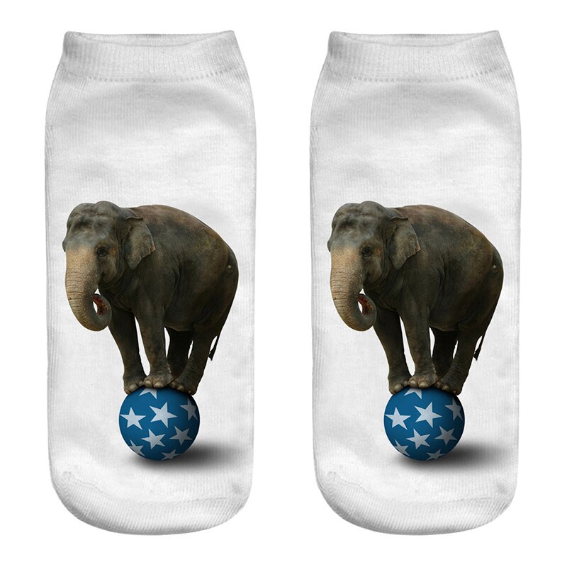 Socks Women 9 Pairs Set Retro Elephant Print Socks Female And Interesting Animal 3D Printed Breathable Cotton Socks
