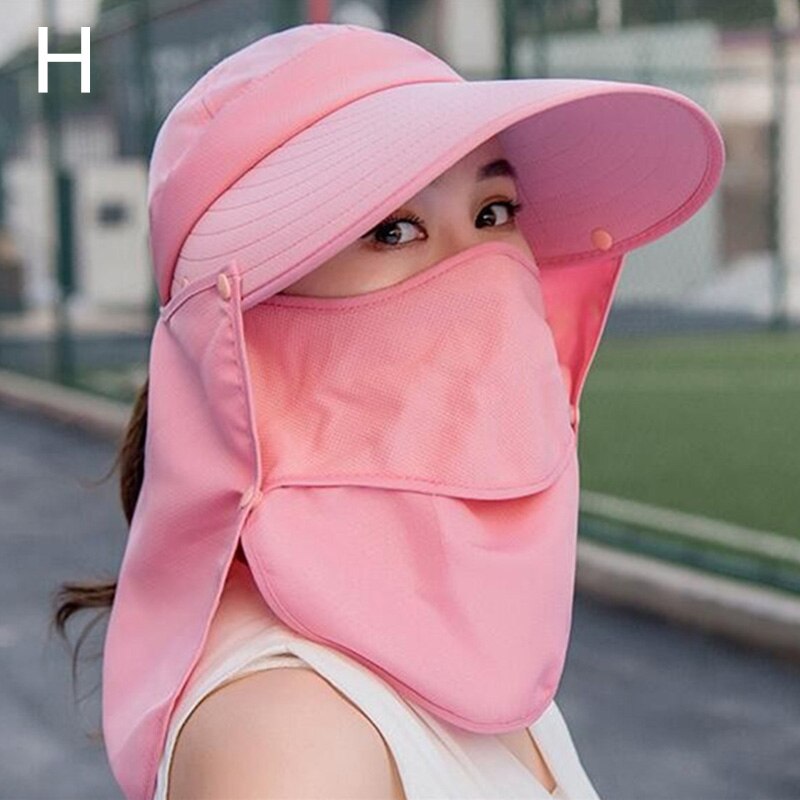 Gorra con protección solar para mujer, gorros de sol anchos a la , protección de rostro Cuello, gorros plegables para playa, protección Uv, conducción al aire libre: 08