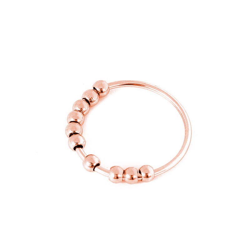 Stainless Steel Anxiety Spinner Rings Anxiety Ring with Beads Stress Relief Fidget Rings For Women Men Jewelry: 10 / Rose gold