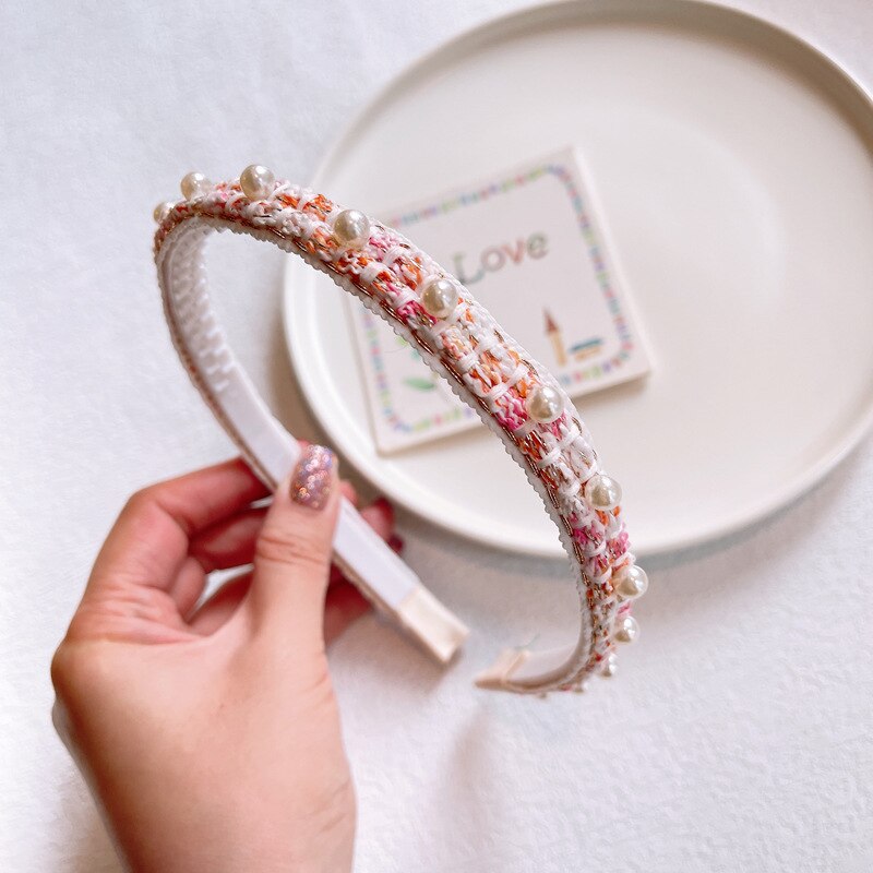 Zoete Parel Haarbanden Voor Meisjes Antislip Dunne Hoofdbanden Met Tanden Kinderen Hoofd Hoepel Dagelijks Crown Hoofddeksels Accessoires: Roze