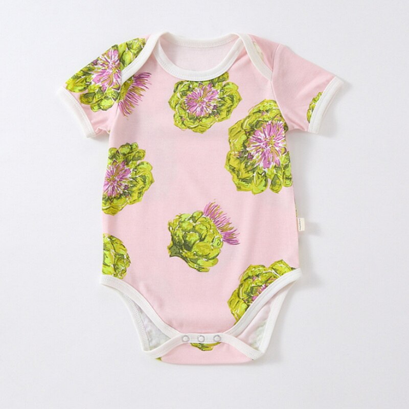 2022 sommer-Baby-bodys für mädchen und jungen, rundhalsausschnitt, kurze ärmel, birnen-zitronen-schmetterlingsmuster, Overall für neugeborene, freizeitkleidung  e6100: Rosa Karosserie / 80cm 6-9 monate