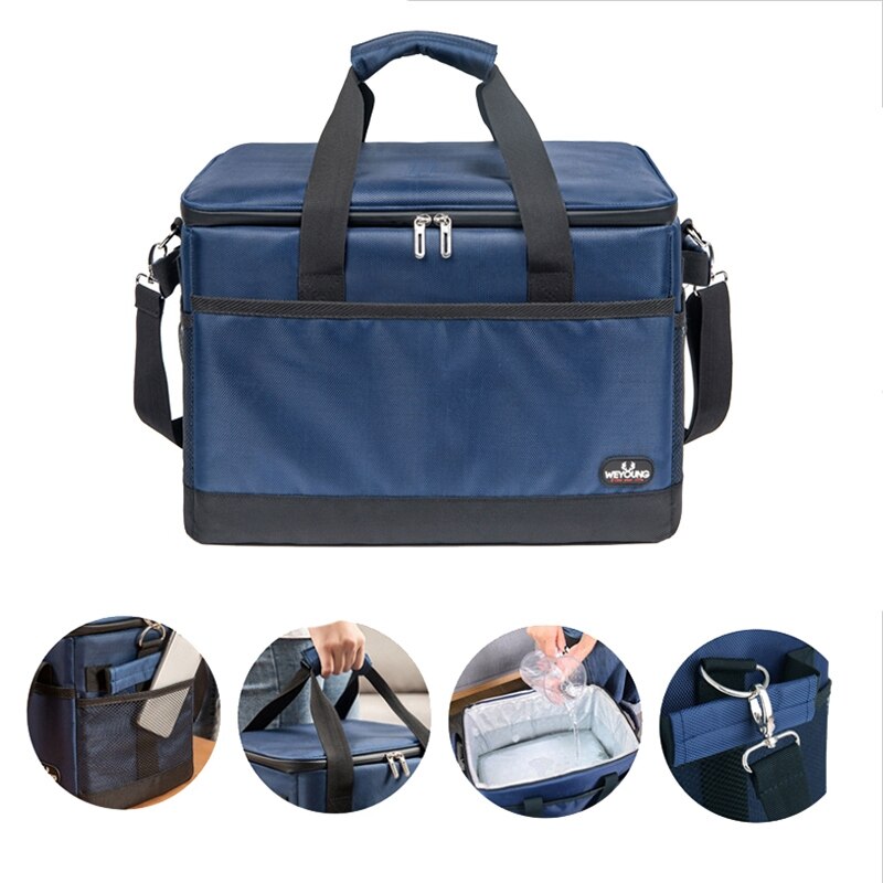 WEYOUNG Große Kapazität 35L Isoliert Thermischen Kühltasche Picknick Kühlschrank Tasche für Auto & Hause Mit, Blau